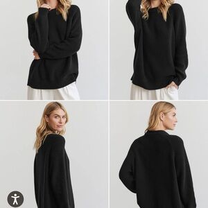 Jenni Kayne Black Oversized cotton Fisherman sweater